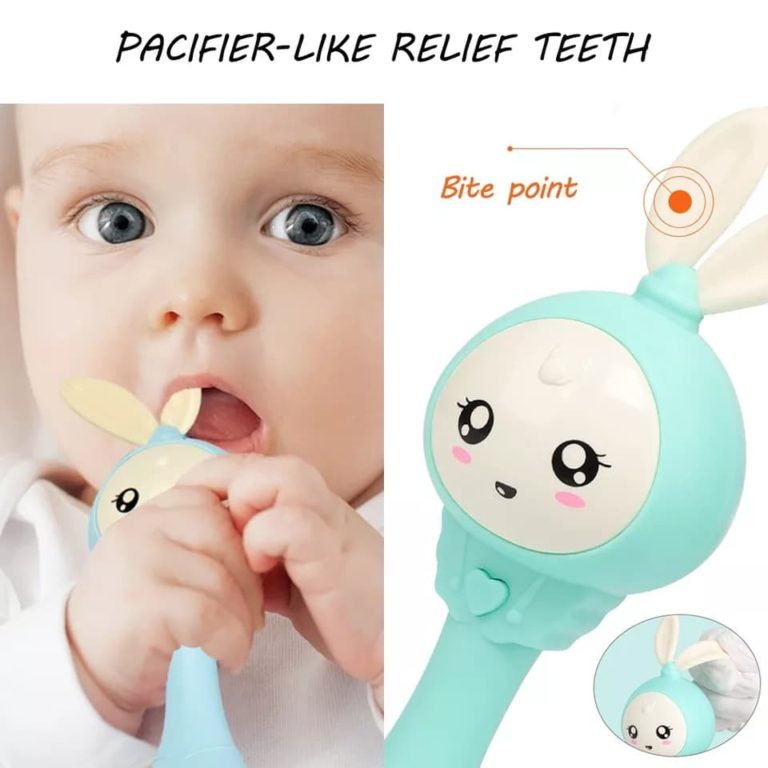 Musical Rattle Toy with Light & Rhymes & Bunny Teether Mom's BD