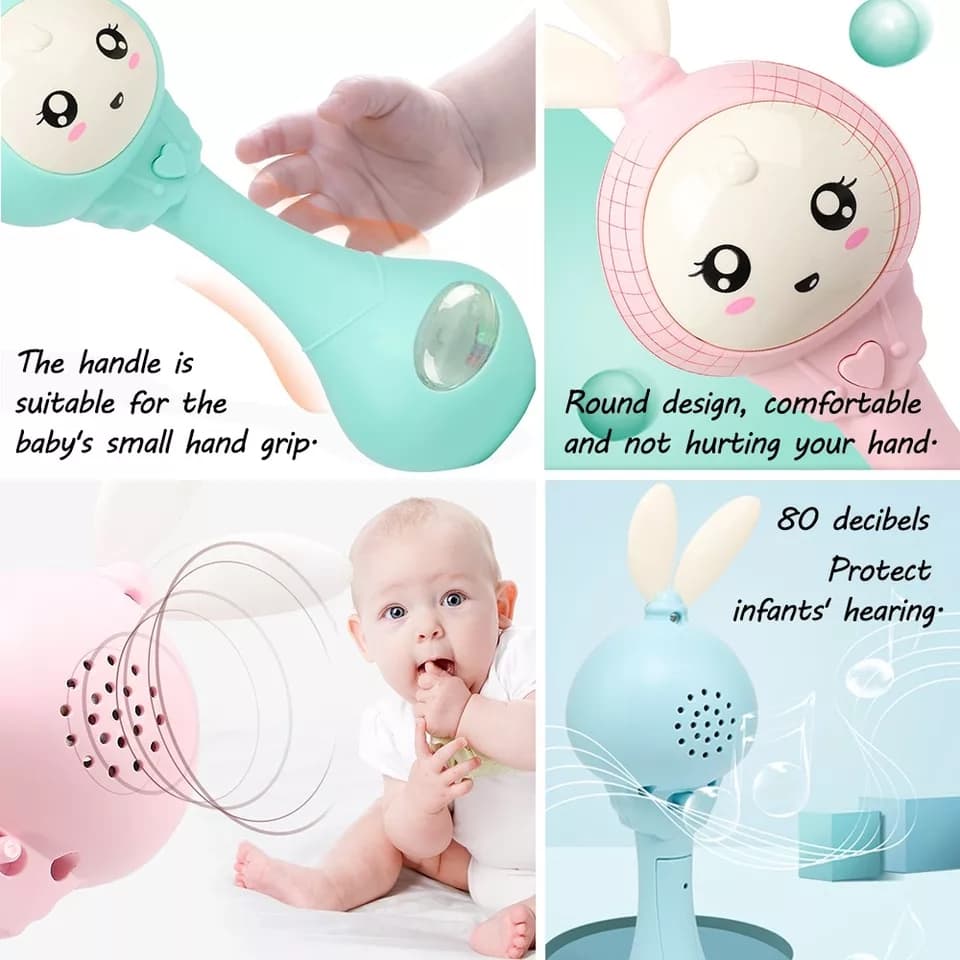 Musical Rattle Toy with Light & Rhymes & Bunny Teether Mom's BD