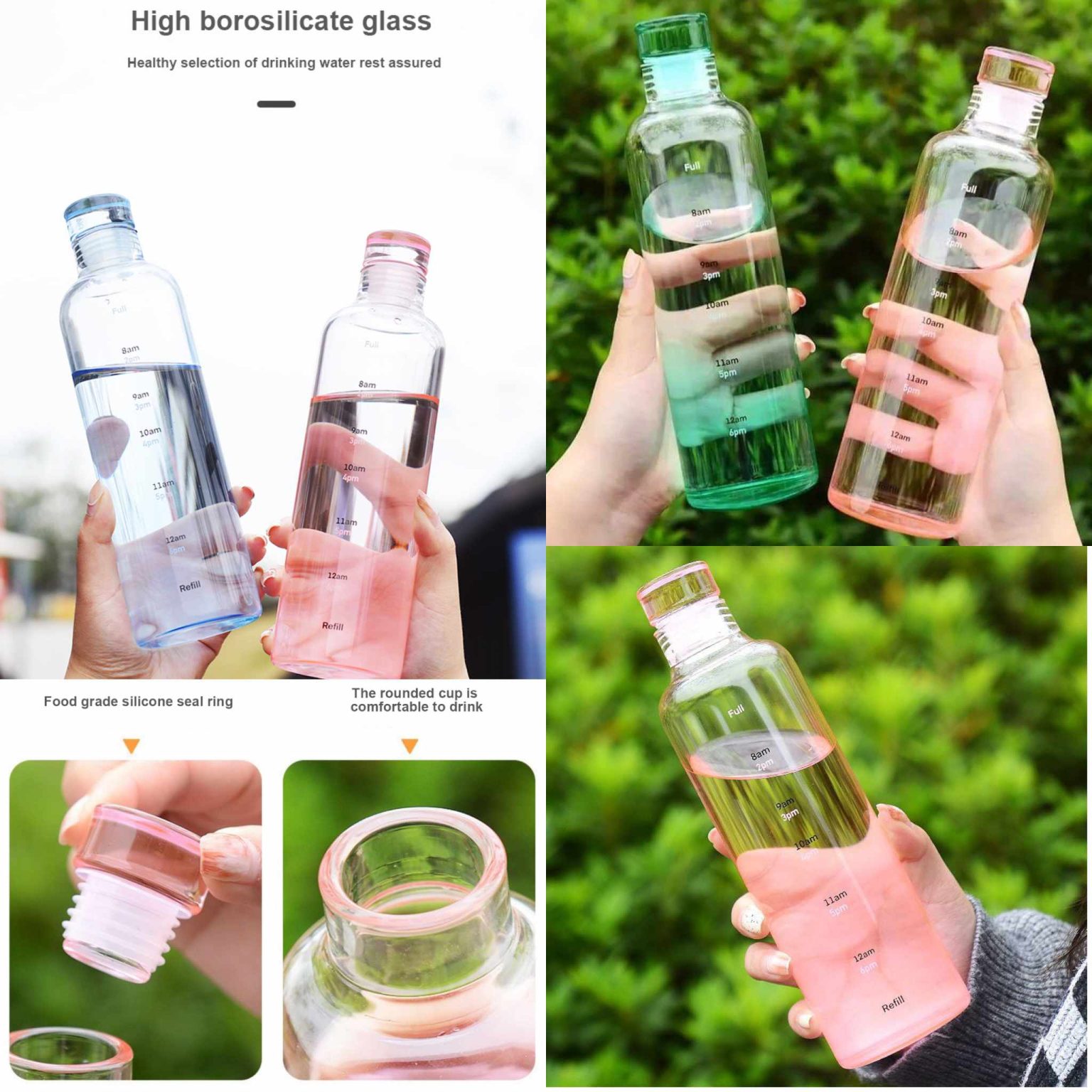 Glass Water Bottle with Silicone seal Lid - Mom's E-shop BD